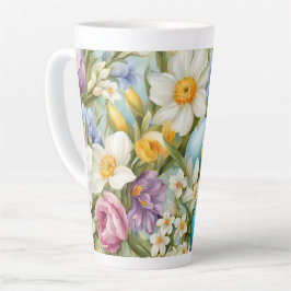 Frühling. Narzissen, Hyazinthen, Tulpen, Ostereier Milchtasse