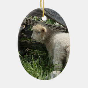 Frühling/Ostern: Zwei Lämmer das gleiche Gras, Keramik Ornament