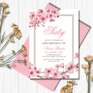 Frühling Pink Cherry Blossom Floral Geburtstag Einladung