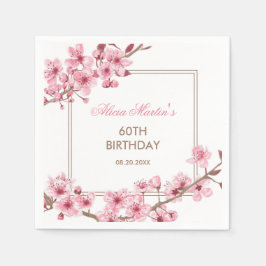 Frühling Pink Cherry Blossom Floral Geburtstag Serviette