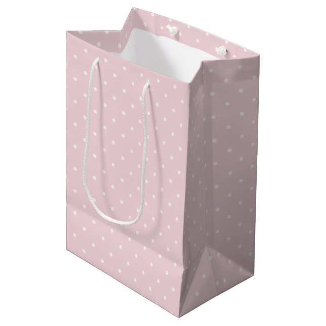 Frühling Polka Dots Micro | Soft Blush Mittlere Geschenktüte (Vorderseite Schrägansicht)