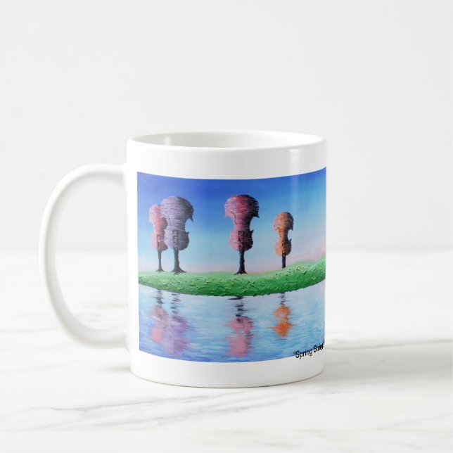 Frühling reiht Kaffee-Tasse auf Kaffeetasse (Links)