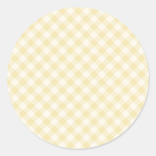 Frühling Retro Gingham   Buttercreme Runder Aufkleber