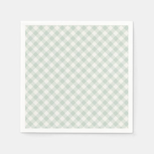 Frühling Retro Gingham Gedämpfter Salbei Serviette