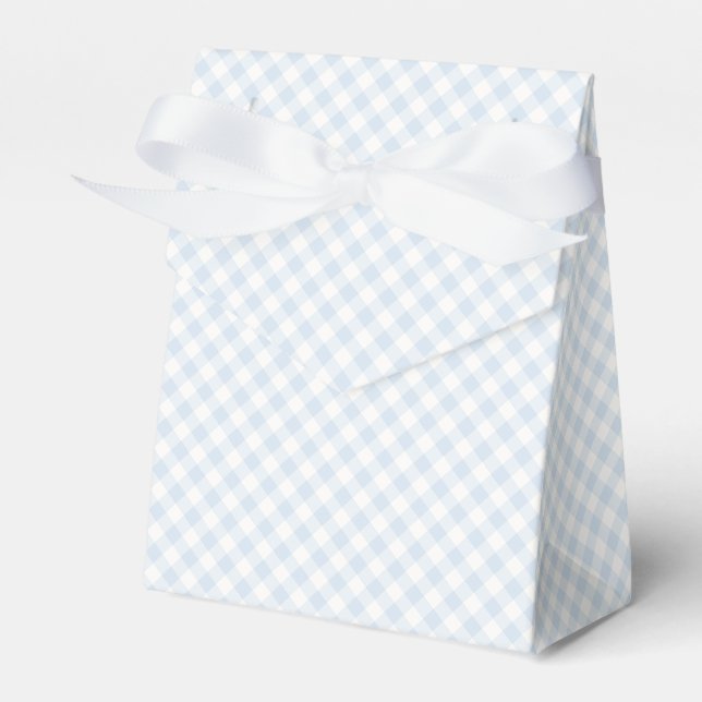 Frühling Retro Gingham | Puderblau Geschenkschachtel (Vorderseite)