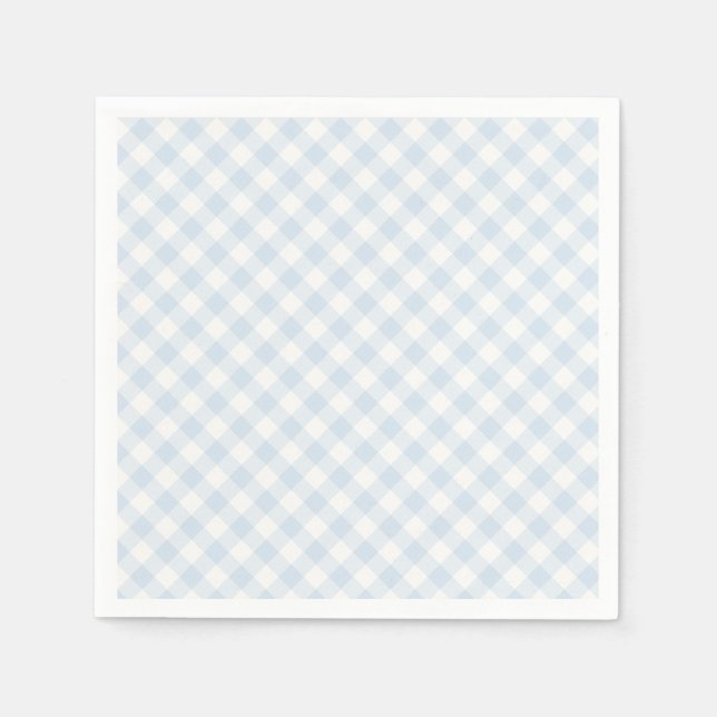 Frühling Retro Gingham | Puderblau Serviette (Vorderseite)
