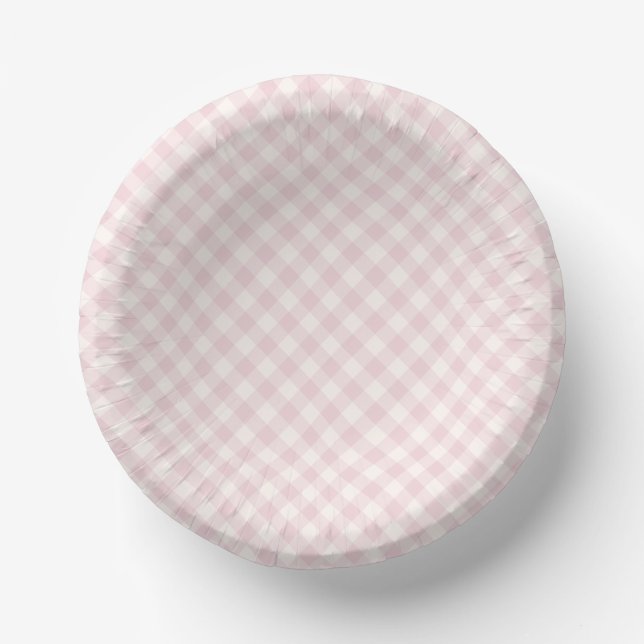 Frühling Retro Gingham | Soft Blush Pappteller (Vorderseite)