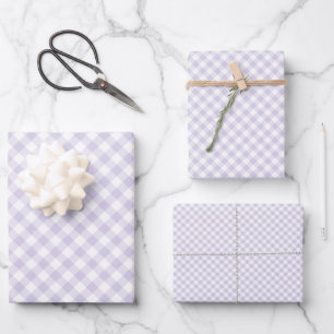 Frühling Retro Gingham   Staubiges Lavendel Geschenkpapier Set