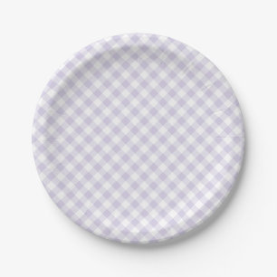 Frühling Retro Gingham Staubiges Lavendel Pappteller