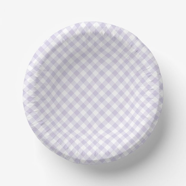 Frühling Retro Gingham | Staubiges Lavendel Pappteller (Vorderseite)