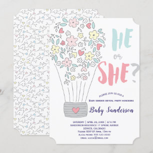 Frühling rosa blaue Blüten geschlechtsoffenlegende Einladung