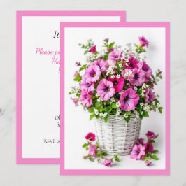 Frühling Rosa Petunien Personalisieren Party Einladung