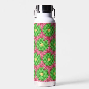 Frühling rosa Tartan/hellgrüne Gänseblümchen Trinkflasche