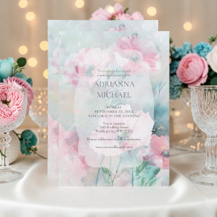 Frühling Rosa & Türkis Florale Hochzeitseinladung Einladung