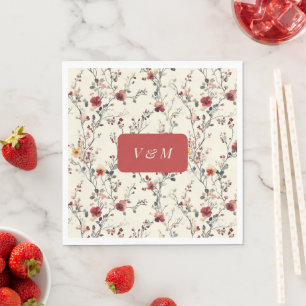 Frühling Rosa und Rote Blüten Serviette
