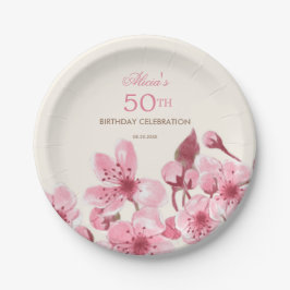 Frühling Sakura Cherry Blossom Pink Cream Geburtst Pappteller