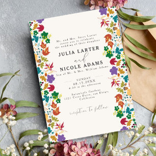 Frühling Senf Lila Wiese Blumen Foto Hochzeit Einladung