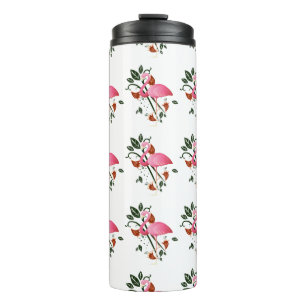 Frühling Sommer Blume Rosa Flamingo Thermosbecher