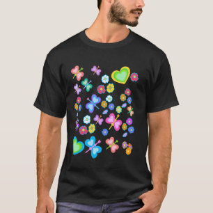 Frühling Sommer Blumen Blüten Insekten Schmetterli T-Shirt