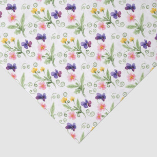 Frühling Sommer Gelb Pink Lila Blüten Aquarell Seidenpapier