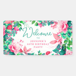Frühling Sommer Wasserfarbe Flora 60. Geburtstag Banner