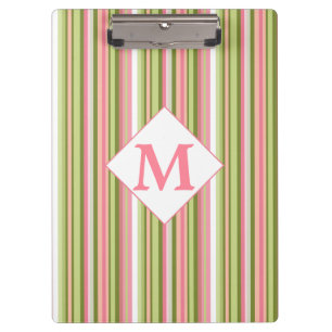 Frühling Stripes mit Monogramm Klemmbrett