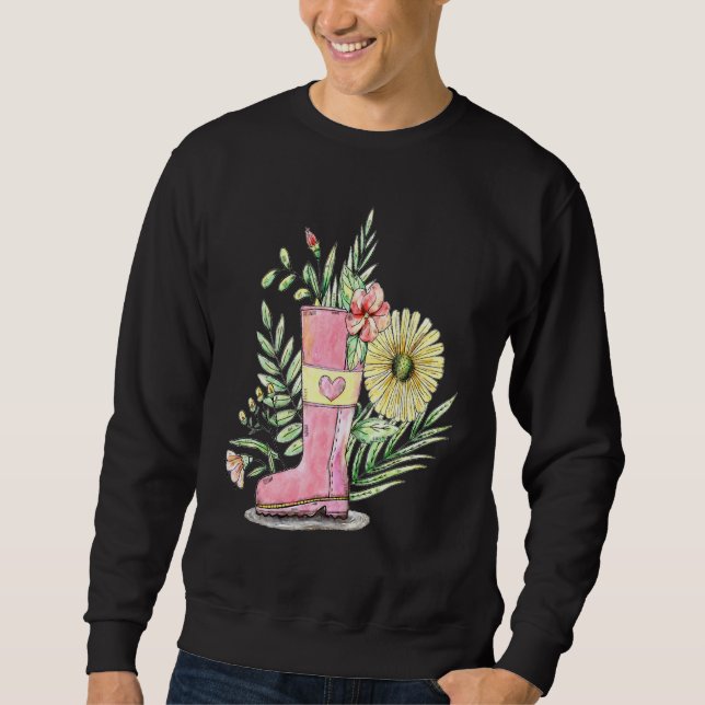 Frühling und Blume mit Gartenboot Sweatshirt (Vorderseite)
