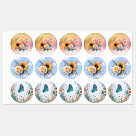 Frühling und Sommer blühen Florals Etiketten