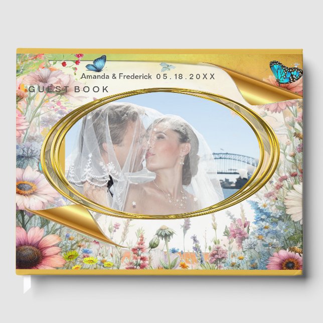 Frühling und Sommer blühen Florals Gästebuch (Vorderseite)