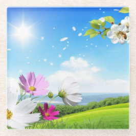 Frühling und Sommer Sonnentag Glasuntersetzer