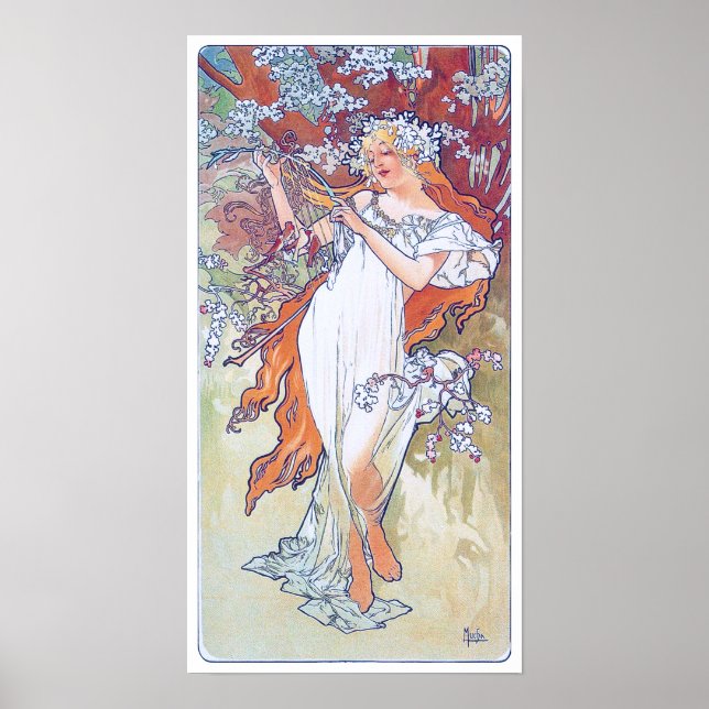 Frühling (vier Jahreszeiten), Alphonse Mucha Poster (Vorne)