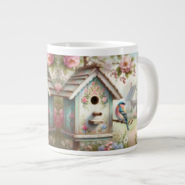 Frühling Vogelhaus mit pastellfarbenen Blumen und Jumbo-Tasse
