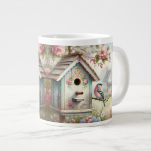 Frühling Vogelhaus mit pastellfarbenen Blumen und Jumbo-Tasse