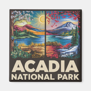 Frühling vs Herbst Acadia National Park Geschenk Magnet