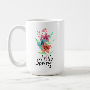 Frühling Wasserfarben Blumen Kaffeetasse Hallo Frü