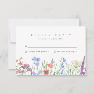 Frühling Wildblumen Boho Garten Hochzeit RSVP  Karte