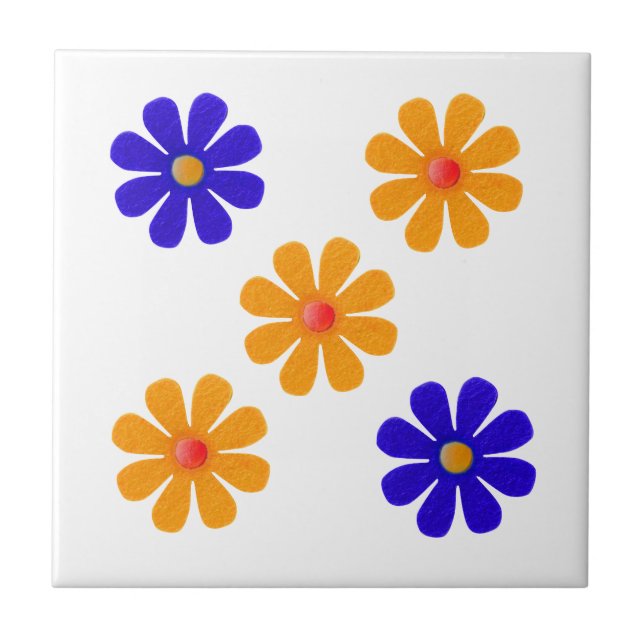 Frühlingblau und orange Blume für die Küche Fliese (Vorderseite)