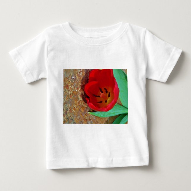 Frühlinggelb und Roter Tulip Baby T-shirt (Vorderseite)