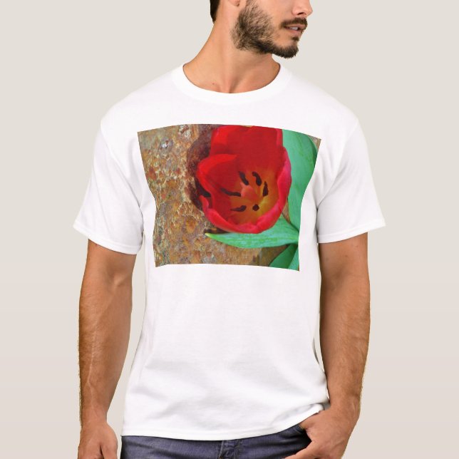 Frühlinggelb und Roter Tulip T-Shirt (Vorderseite)