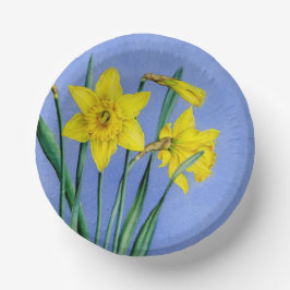 Frühlinggelbe Daffodien Kunst blaue Himmelsoster Pappteller