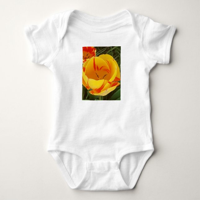 Frühlinggelbe Tulissen Baby Strampler (Vorderseite)