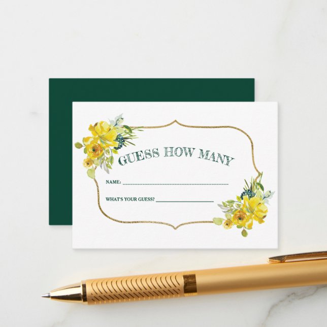 Frühlinggelbes Brautparty Begleitkarte (Vorderseite/Rückseite Beispiel)