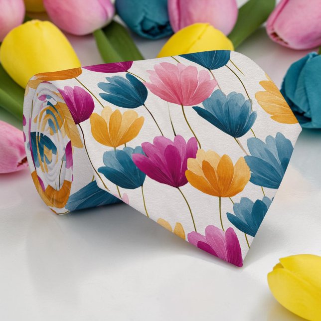 Frühlinghafte bunte Blumenkrawatte Krawatte (Von Creator hochgeladen)