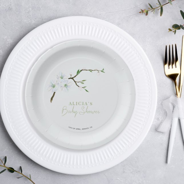 Frühlingpastellblau Blütenjungen Dusche Pappteller (Von Creator hochgeladen)