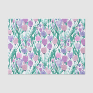 Frühlingrosa Lila Tulip Floral Wasserfarbe Seidenpapier