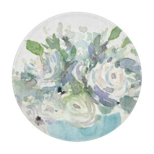 Frühlings-Anordnung - Aquarell-Blumenstrauß Schneidebrett