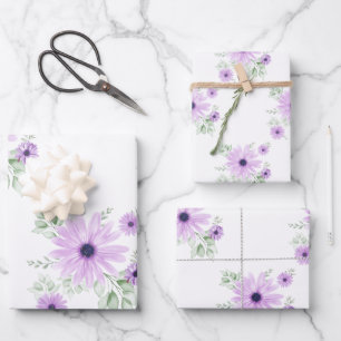 Frühlings-Aquarell-Blumen-Geschenkpapier – Elegant Geschenkpapier Set