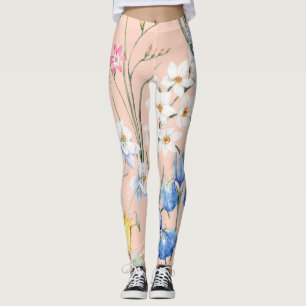 Frühlings-Aquarell-Blumen, Retro-Wallpaper. Leggings