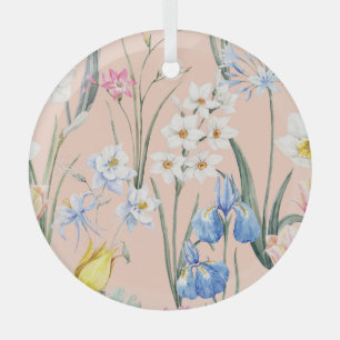 Frühlings-Aquarell-Blumen, Retro-Wallpaper. Ornament Aus Glas