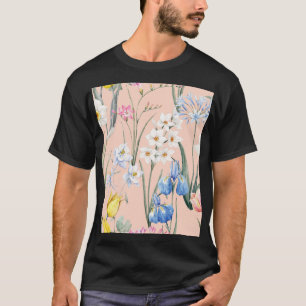 Frühlings-Aquarell-Blumen, Retro-Wallpaper. T-Shirt